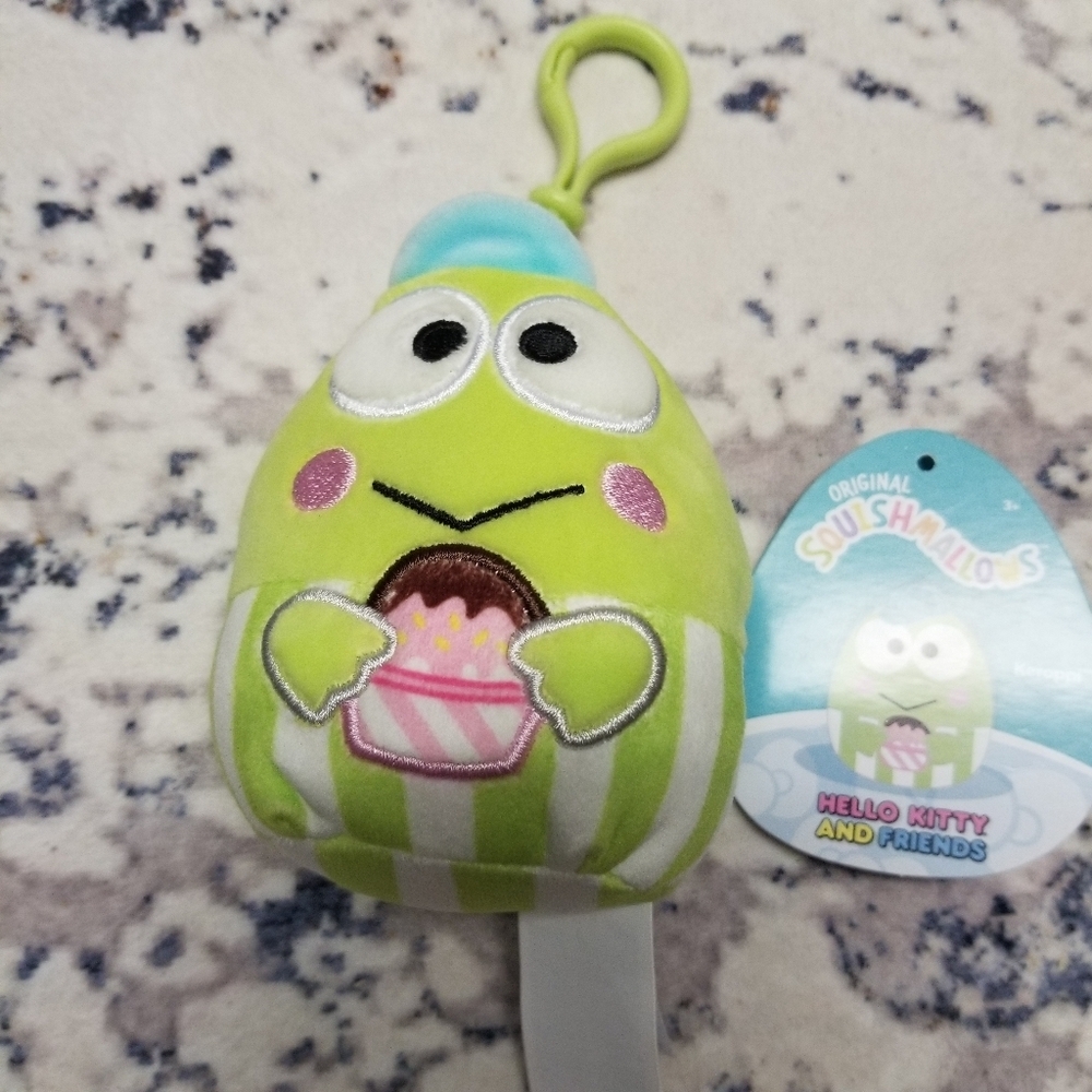 Green 3.5 Inch Hello Kitty And Friends " Keroppi" The Frog Squishmallow Clip-On